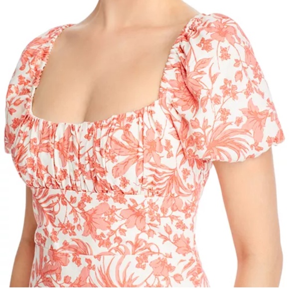 AQUA Puff Sleeve Mini Floral Lined Cotton Population Dress - Exclusive Size XS - Picture 2 of 16